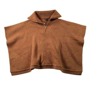 Ann Taylor‎ Poncho Sweater Womens XS/S Oversized 1/4 Zip Heavy Chunky Wool Blend